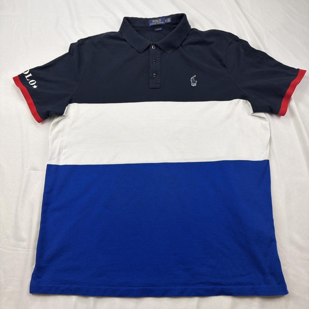 Polo Ralph Lauren Shirt Mens XL Classic Fit Red White Blue Colorblock